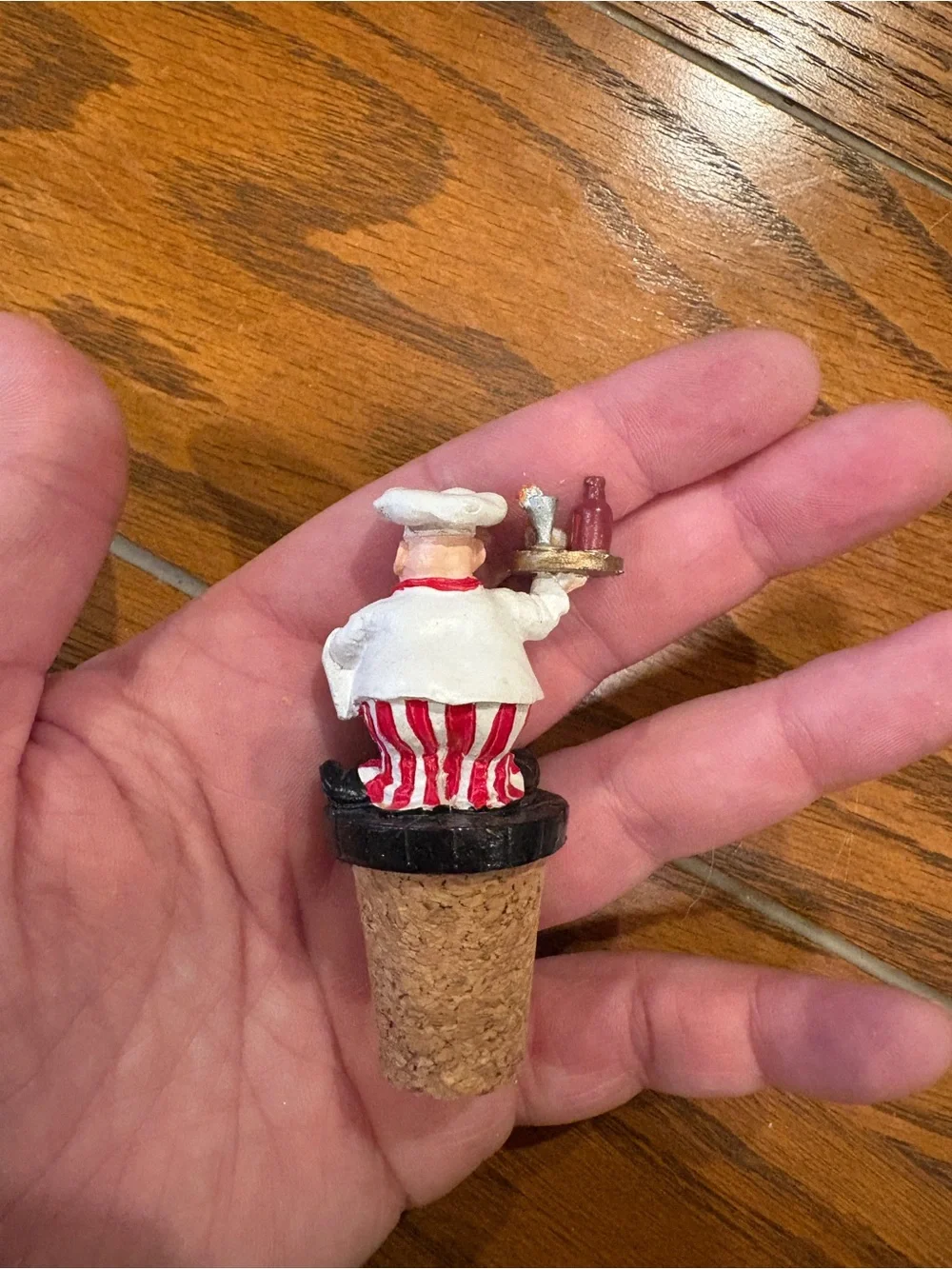 Chef Cork Bottle Stopper - White & Red Decorative Wine Stopper